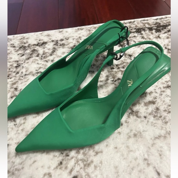 Zara Green Pump Point Toe Size 9 - Picture 3 of 6